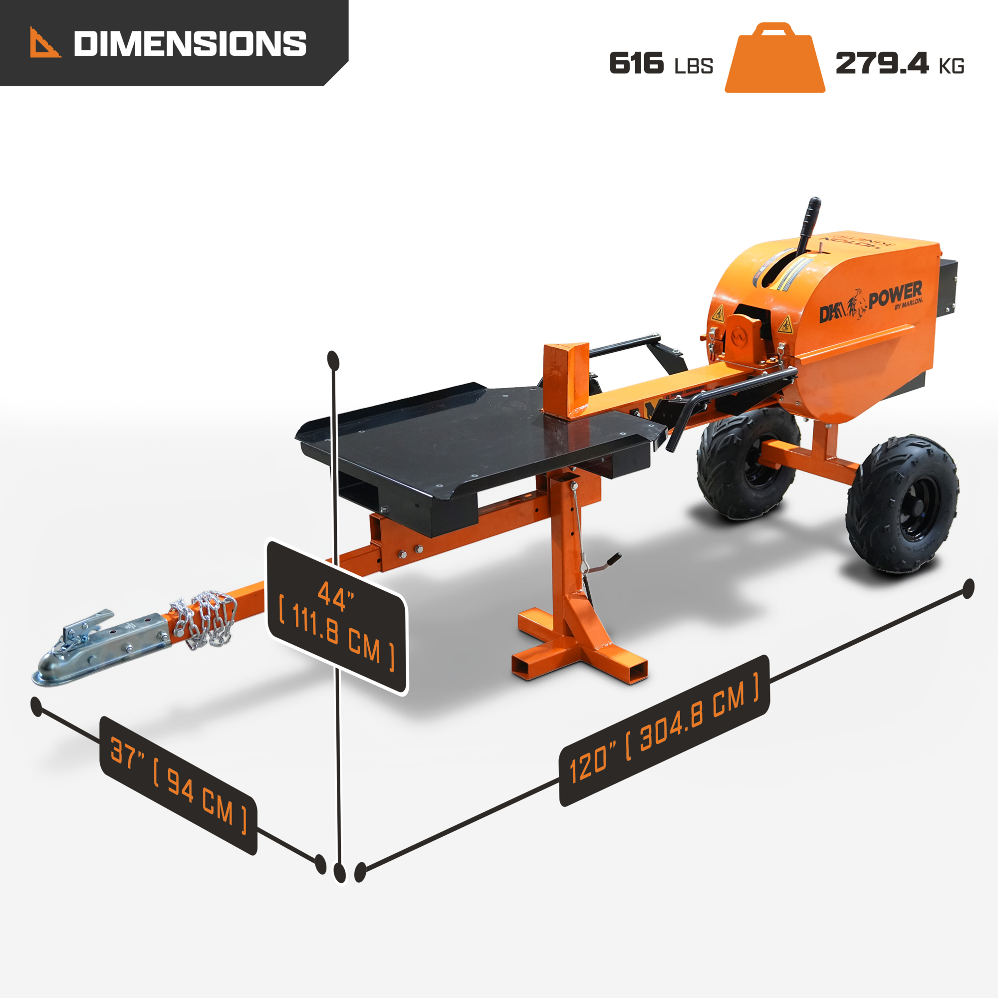 DK2 Power by Marlon kinetischer Holzspalter — 40 Tonnen, 7 PS, 212 cm³, Modell OPS240-V2 (Art.-Nr. 7086370)