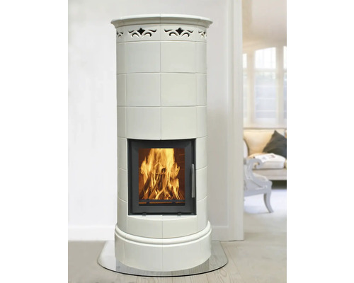 Kaminofen Kachelofen DOMOFIRE Genf Keramik weiß 9 kW mit Wärmespeicher