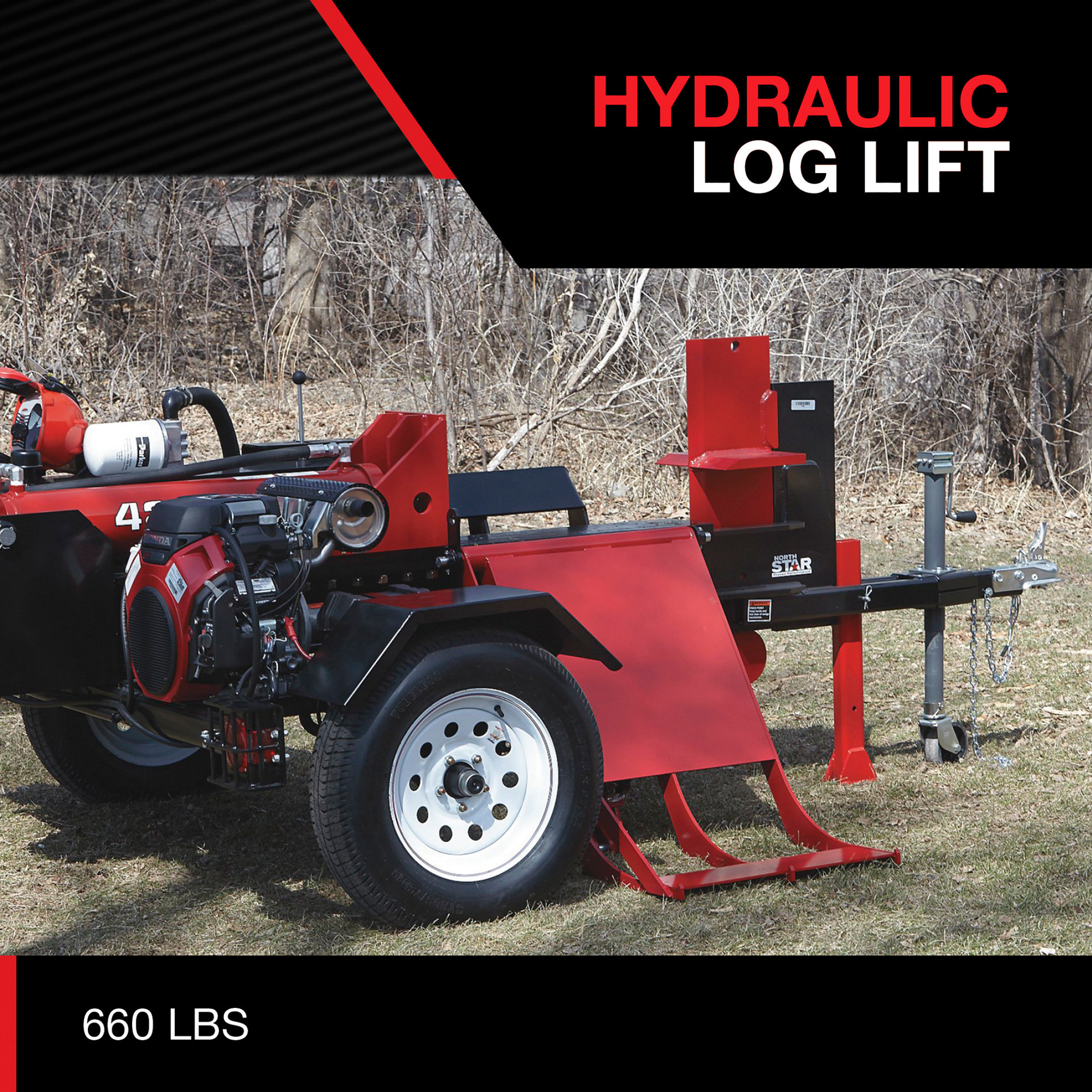 NorthStar Horizontal-Holzspalter mit Holzlift, 42 Tonnen Spaltkraft, 688-cm³-Honda-GX630-Motor (Art.-Nr. 11967)
