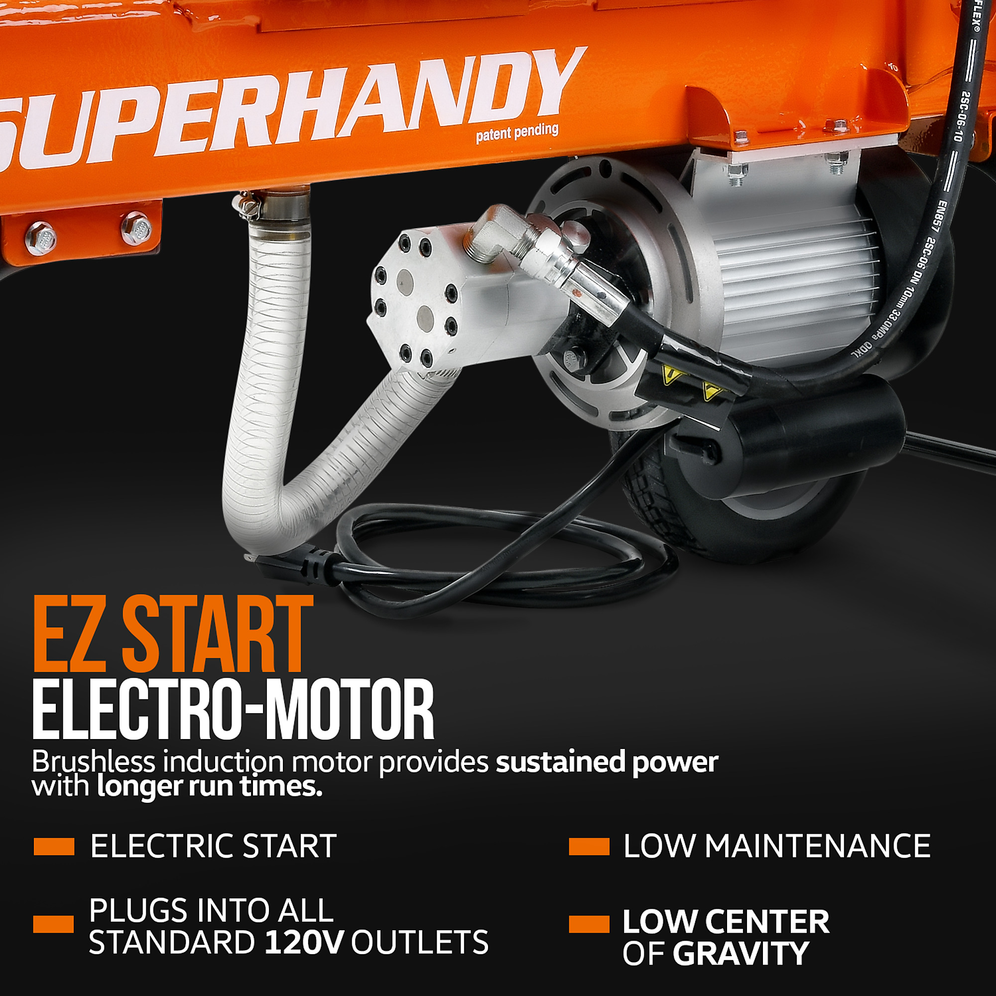 SuperHandy 14-Tonnen-Elektro-Holzspalter, Spaltkraft 14 Tonnen, max. Stammdurchmesser 14 Zoll, max. Stammlänge 20 Zoll, Modell TRI-GUO084 (Art.-Nr. 5247483)